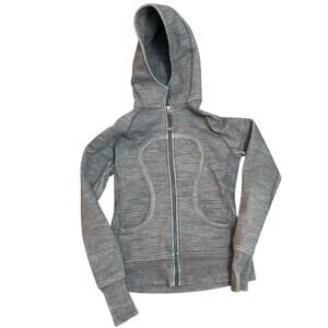 Lululemon Gray Scuba Hoodie II Full Zip Sweatshirt Womens Size 6 Lounge Logo
